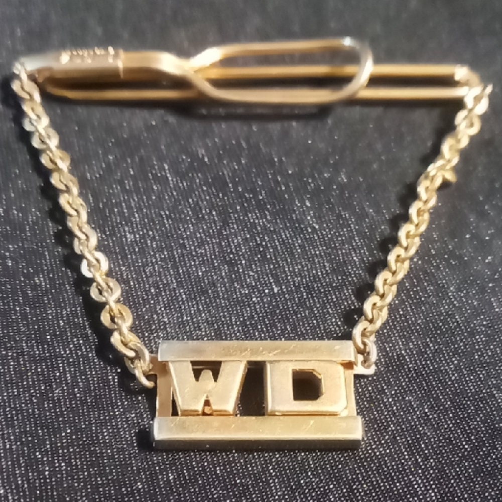 Swank Vintage Tie Clip Gold Chain WD.